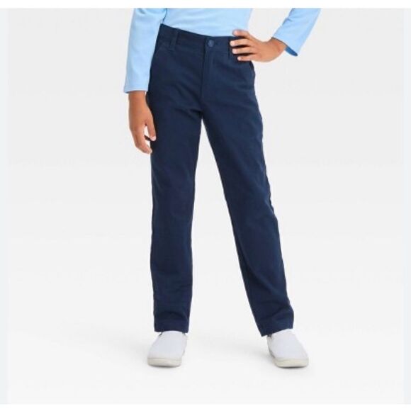 Cat &  jack size 16 navy blue uniform pants adjustable waist has pockets - Picture 1 of 8